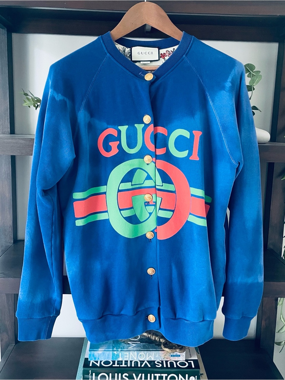 Gucci Interlocking G Bleached Sweatshirt Cardigan Flora Size S